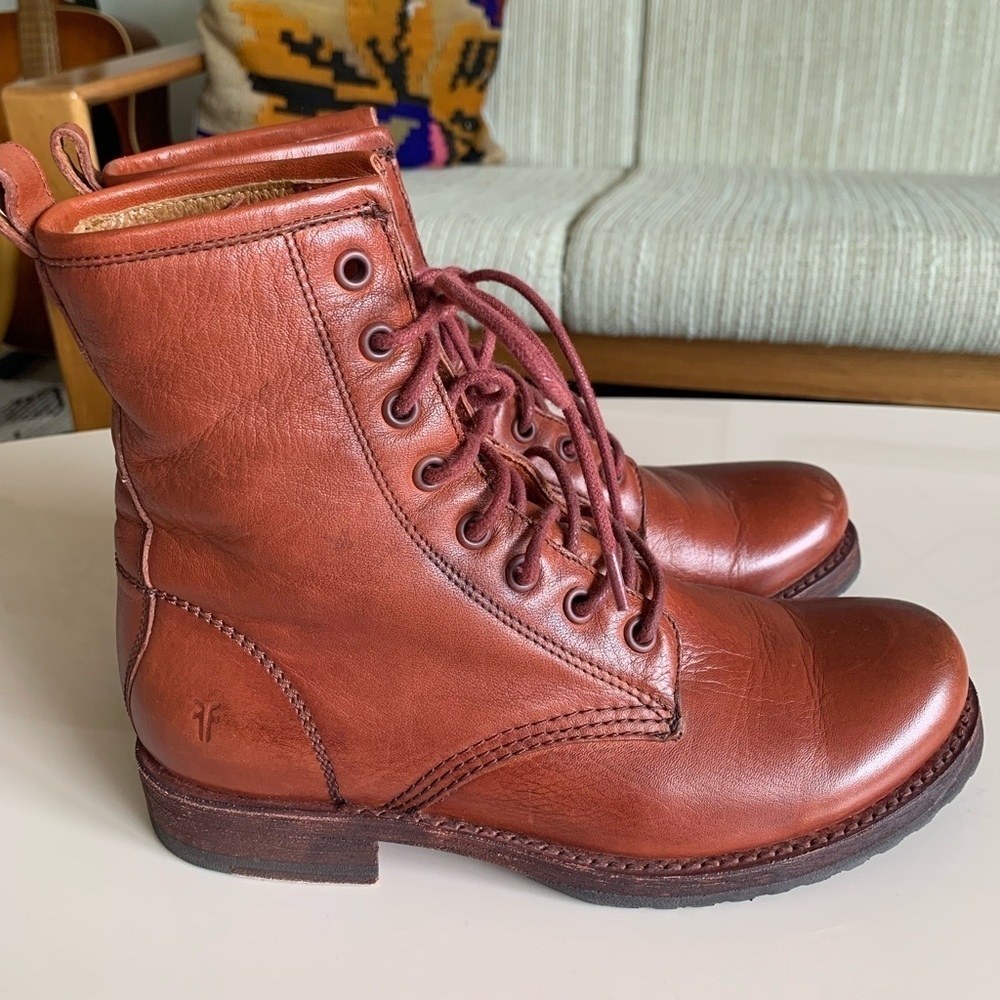 FRYE Veronica Combat Boot In Red Clay - Picture 3 of 16